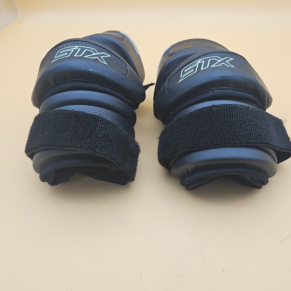 Stallion STX Elbow Pads Lacrosse Black White One Size - Picture 3 of 5